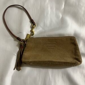 Coach Tan Suede Wristlet with Tassel